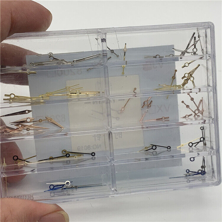 Set of 30 quartz watch hands for VJ series, includes small, minute, and hour hands for precise timekeeping.