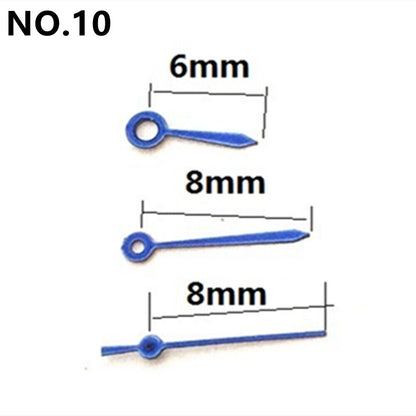 8mm long blue watch hands, compatible with Miyota 2035 quartz movement, no lume.