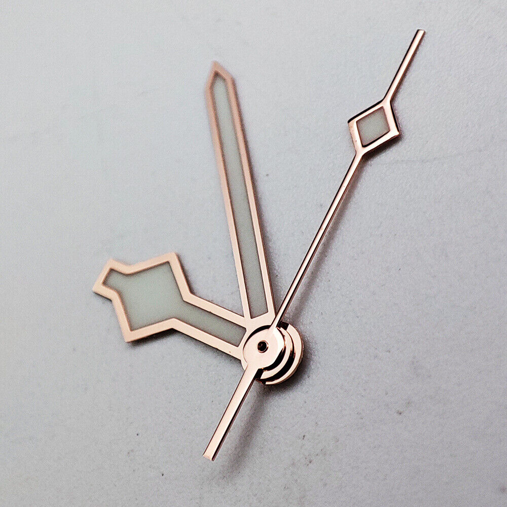 Rose gold luminous watch hands for NH35A/NH36A movement, enhancing style and night visibility.