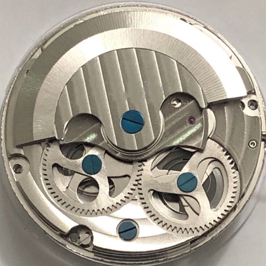 Double Mainspring watch with multi-function hollow mechanical movement and dual time zone display by Double Mainspring.