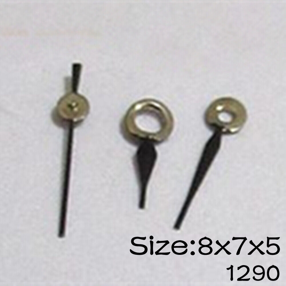 Black watch hands set for Miyota 2015 movement, 8mm/7mm/5mm lengths, precise fit by NO.1290.