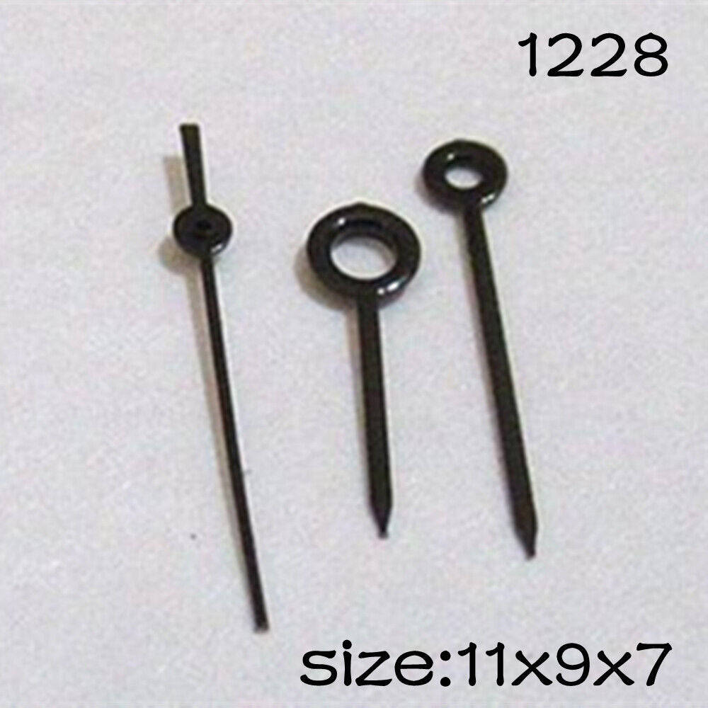 Black watch hands set for Miyota 2035 movement, lengths 11mm, 9mm, 7mm ? NO.1228, precision fit.