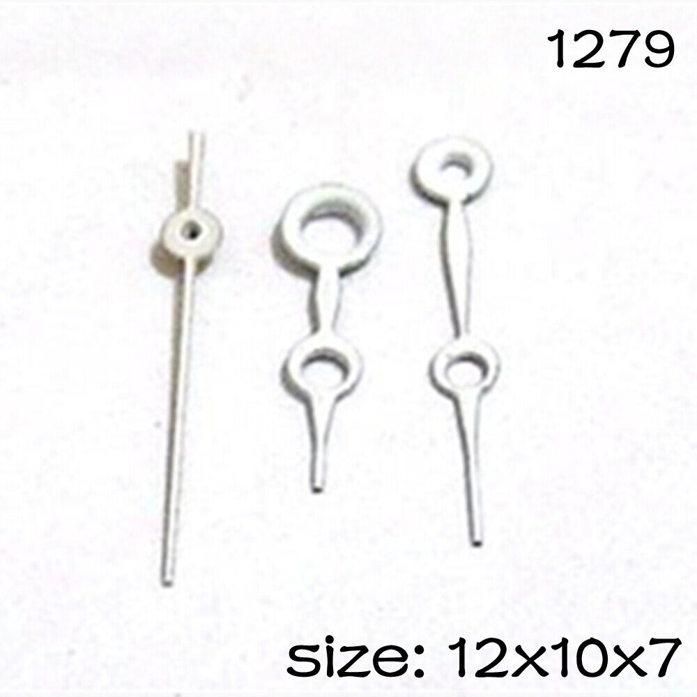 White watch hands set for Miyota 2015 movement, 12mm/10mm/7mm lengths, precise fit.
