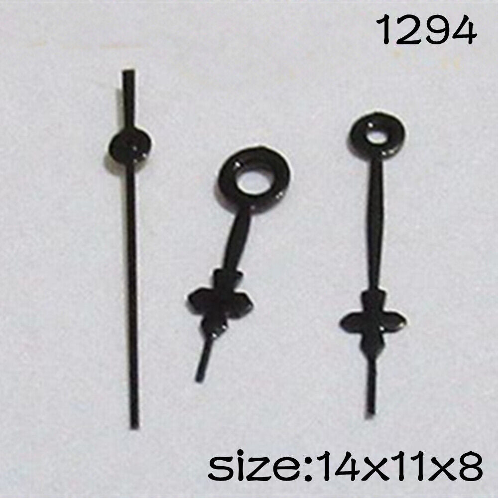 Black watch hands set for Miyota 2015 movement, sizes 14mm/11mm/8mm by NO.1294, precise fit accessory.