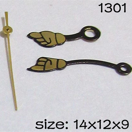 Black watch hands set for Miyota 2015 movement, 14mm/12mm/9mm lengths, precision fit by NO.1301 brand.