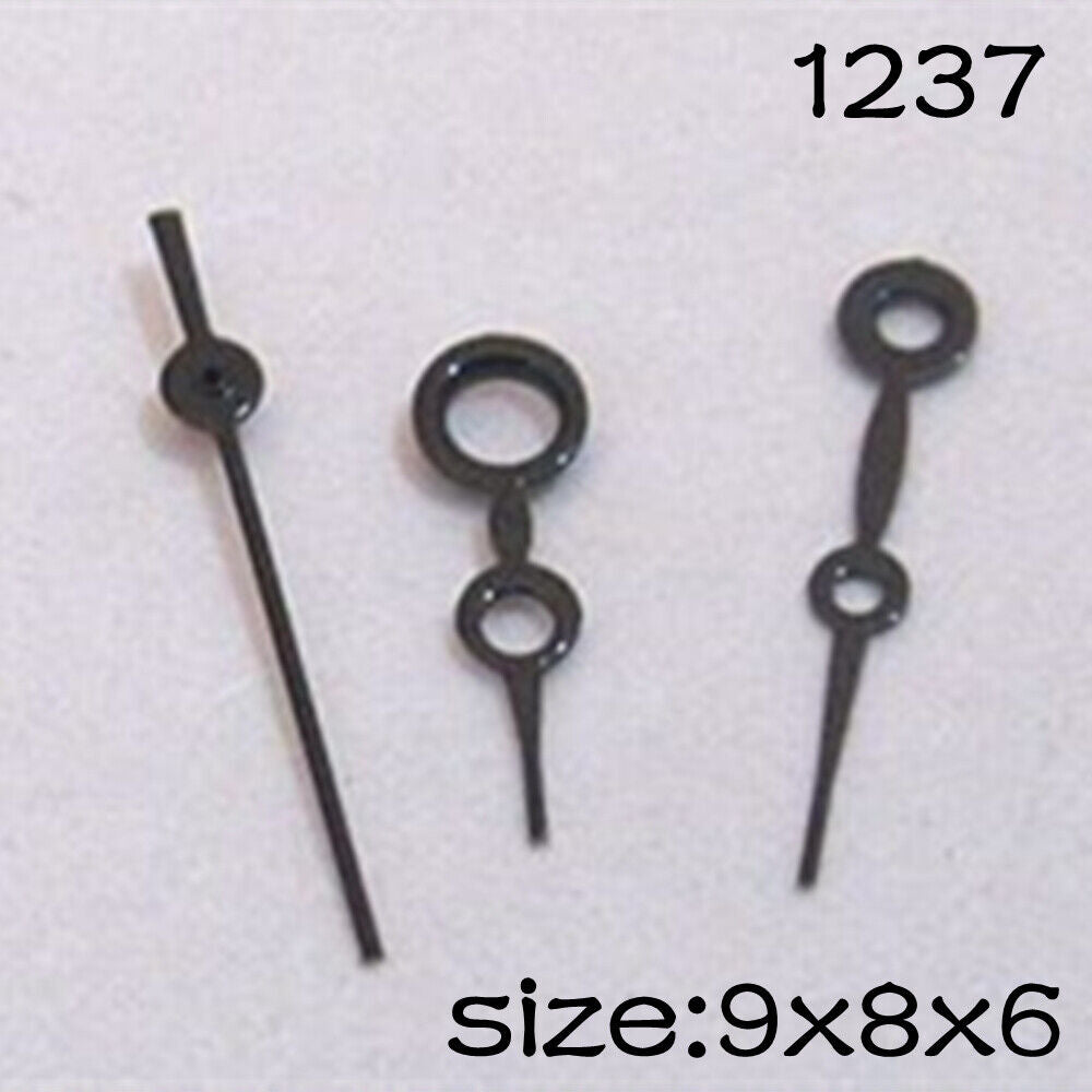 Black watch hands set for Miyota 2035 movement, 9mm/8mm/6mm lengths, precise fit NO.1237.
