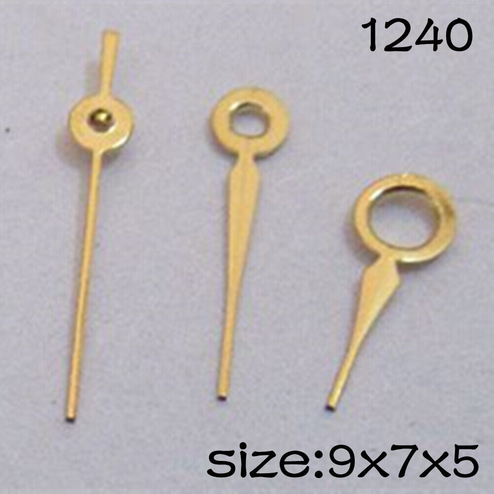 Golden set of watch hands for Miyota 2035 movement, sizes 9mm/7mm/5mm, brand NO.1240.