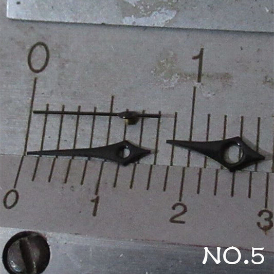 Black watch hands set NO.5 for Miyota 2035 movement, perfect for precise timepiece customization.