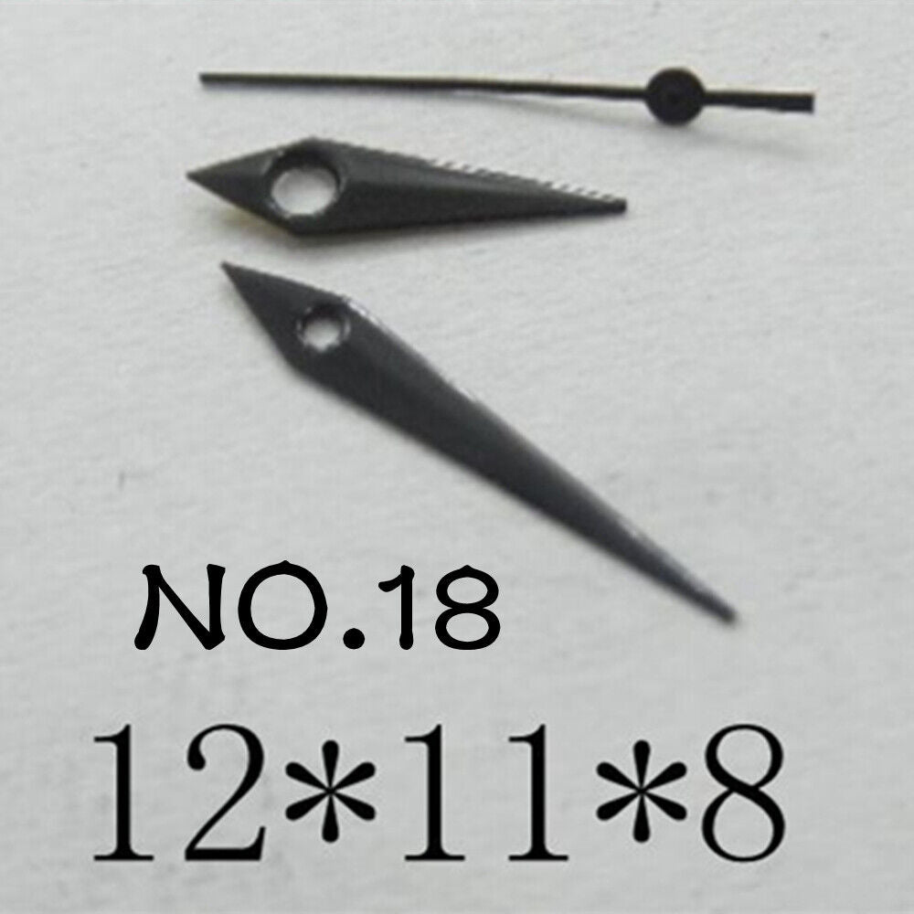 Black watch hands set by Miyota, compatible with 2035 movement, 12mm/11mm/8mm lengths, model NO.18.