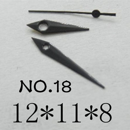 Black watch hands set by Miyota, compatible with 2035 movement, 12mm/11mm/8mm lengths, model NO.18.