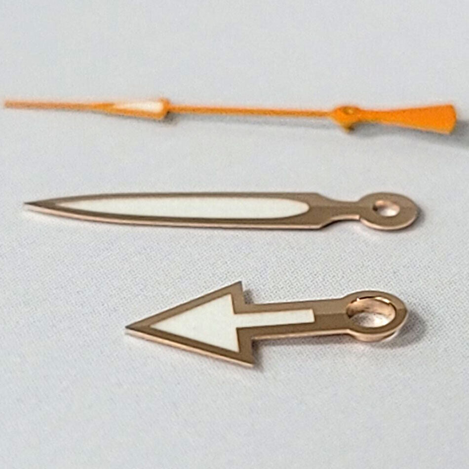 Green luminous watch hands set by BrandName for NH35A, NH36A, and 4R36 movements, ideal repair parts.
