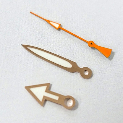 Green luminous watch hands set by BrandName for NH35A/NH36A/4R36 movements, sizes 7.5/11.8mm, ideal for watch repairs.