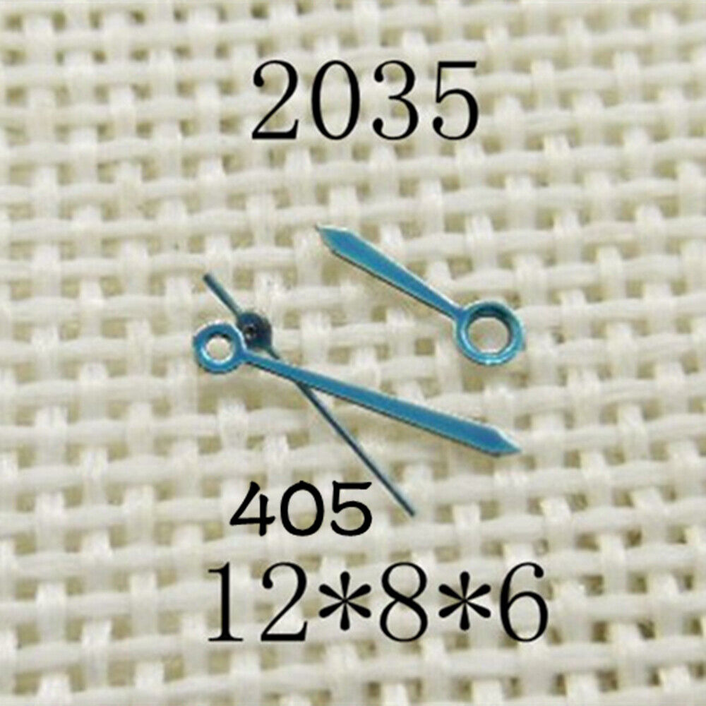 Blue watch hands set for Miyota 2035 movement, sizes 12mm/8mm/6mm, brand NO.405 accessory.