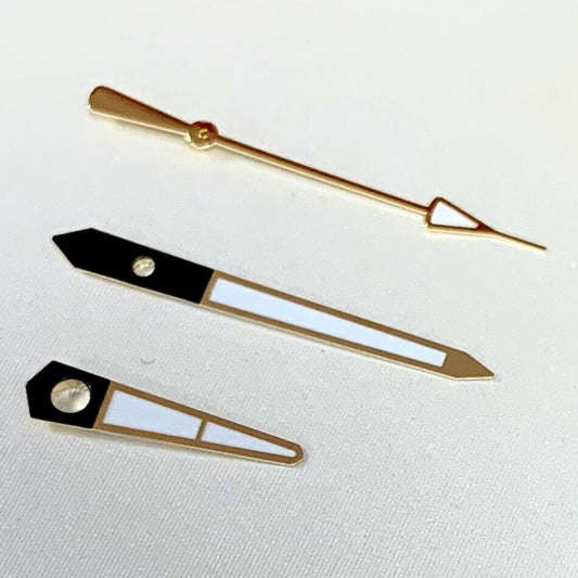 Green luminous golden watch hands set for NH35A/NH36A/4R36 movement by B15 brand.