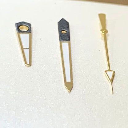 Green luminous golden watch hands set by B15 brand for NH35A/NH36A/4R36 movement, perfect for watch repairs.