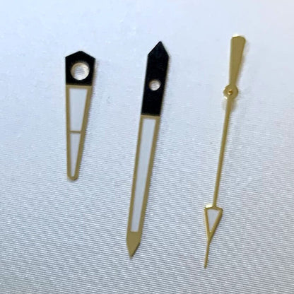 Green luminous golden watch hands set by B15 brand for NH35A/NH36A/4R36 movement, precise fit.