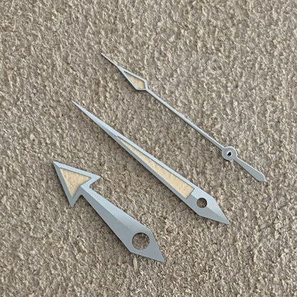 Green luminous sharp end watch hands set for NH35A/NH36A movement by B21-B, ideal for precise timekeeping.