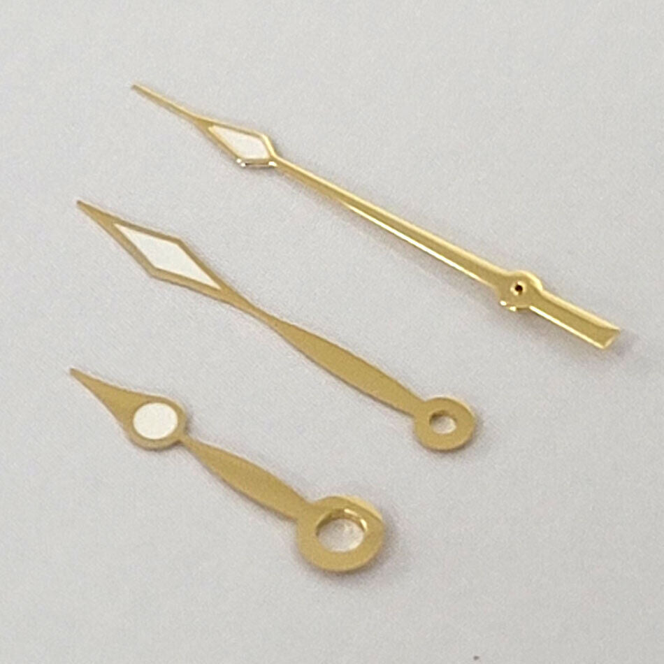 Green luminous watch hands set by A11 for NH35A/NH36A movement, precise 10.5/14.5mm sizes, ideal for watch repairs.