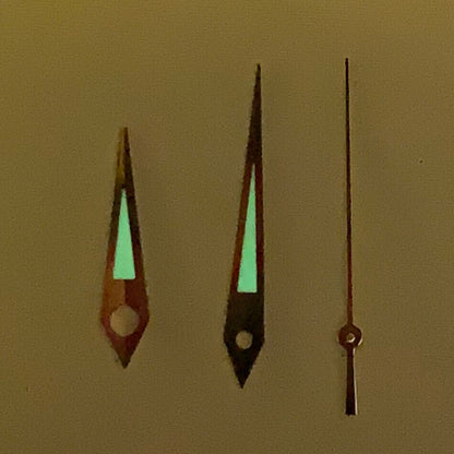 Green luminous watch hands set by A10 for NH35A/NH36A/4R36 movement, sizes 10/14.5mm, perfect for watch repair.