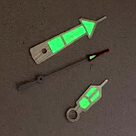 Green luminous diving watch hands set compatible with NH35A/NH36A/4R36 movements, precise 3 hands.
