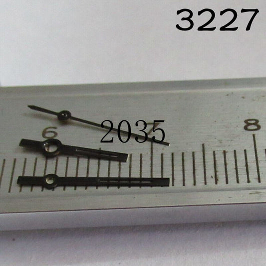 Black set of watch hands by NO.3227 for Miyota 2035 movement, 7mm and 5mm length.