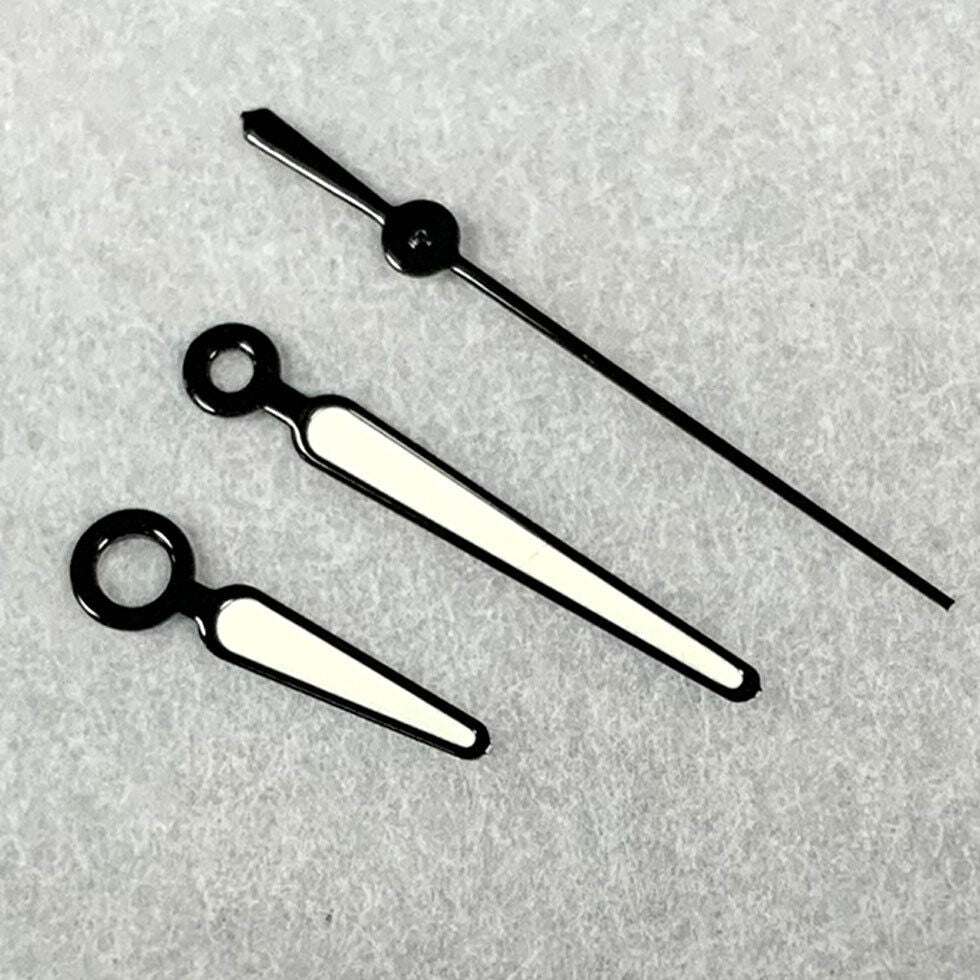 Green luminous watch hands set with black trim for NH35A/NH36A/4R/7S movements by BB7.