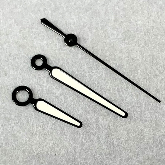 Green luminous watch hands set with black trim for NH35A/NH36A/4R/7S movements by BB7.