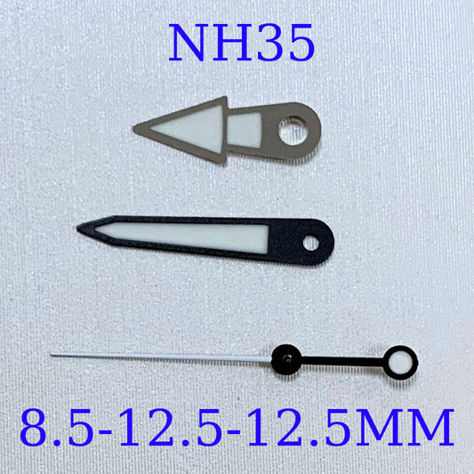 Green luminous watch hands set for NH35A/NH36A/4R36 movement by A9, precise fit and glow