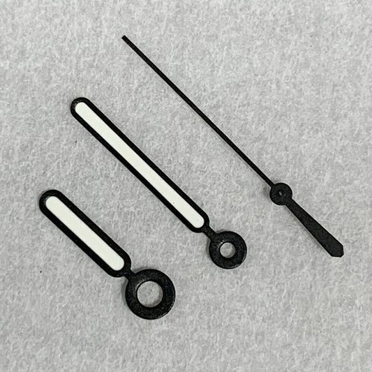 Green luminous watch hands set with black trim for NH35A/NH36A movement, BB11 brand precision.