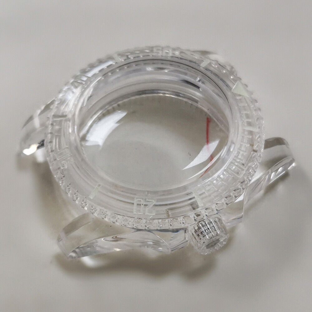Green luminous 40MM BrandName plastic watch case with acrylic mirror, fits 8215 8200 821A 2813 movements.