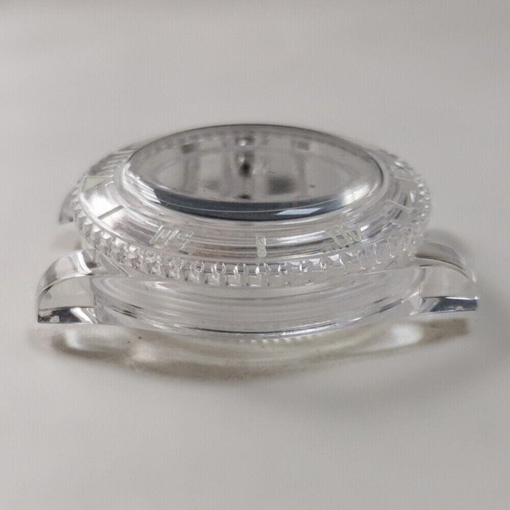 Green luminous 40MM plastic watch case by BrandName with acrylic mirror, fits 8215 8200 821A 2813 movements.