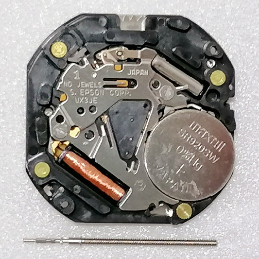 Hattori Epson VX3JE quartz watch movement, precision Japanese-made part for watch accessories.