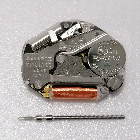 Quartz Movement Miyota 2036 3 Hands High Pinion H2 Movement With Watch Stem