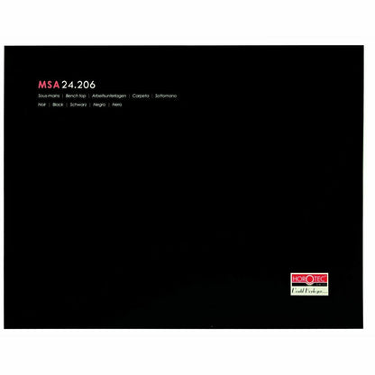 Tapis de paillasse autocollant noir Horotec MSA24.206. Dimensions : 350 mm x 240 mm x 0,50 mm. 