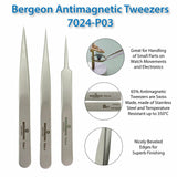 Bergeon 7024 Set of 3 Non Magnetic Tweezers