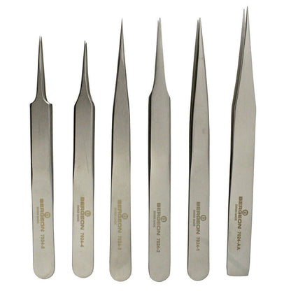 Bergeon 7024 Lot de 6 pinces antimagnétiques pour horloger suisse