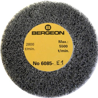 Bergeon 6085-E1 medium abrasive satin finishing wheel for watch polishing and metal refinement.