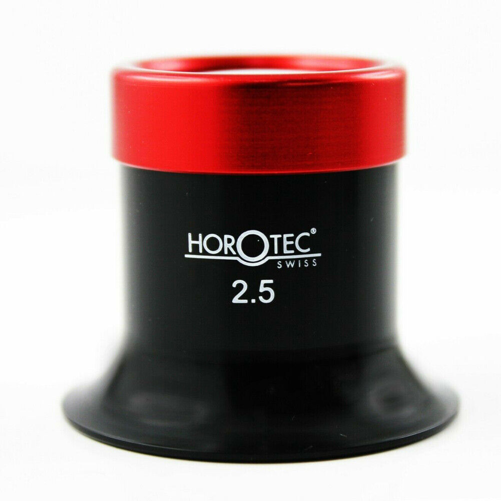Horotec MSA00.032-2.5 eyeglass loupe with 4.0x magnification and 25mm lens, featuring a screwed aluminum ring for precision.