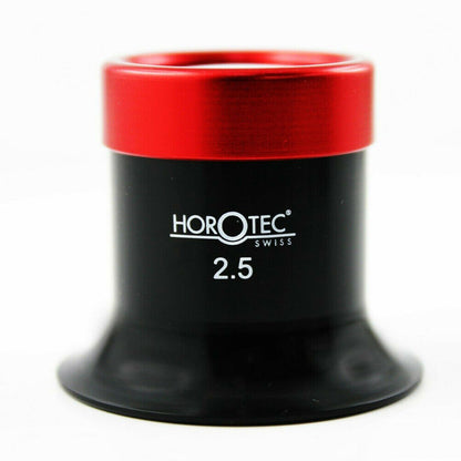 Horotec MSA00.032-2.5 eyeglass loupe with 4.0x magnification and 25mm lens, featuring a screwed aluminum ring for precision.