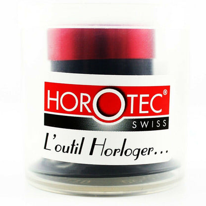 Horotec eyeglass loupe with 4x magnification, 25mm lens, and precision aluminum screw ring for watch repairs.
