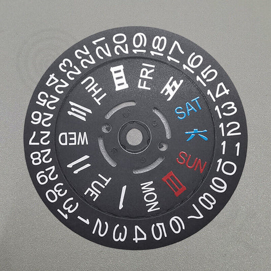 Chinese/English Font Black Date Disk Wheel Week Wheel for Movement NH36 3/3.8