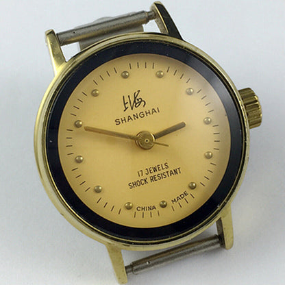 25mm China Made Lady Manual Mechanical Watch 17 Jews Yellow Dial Golden Nail