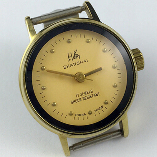 25mm China Made Lady Manual Mechanical Watch 17 Jews Yellow Dial Golden Nail