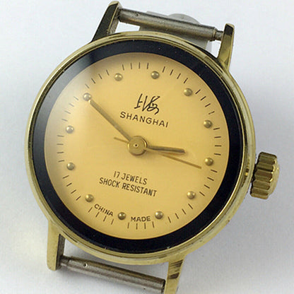 25mm China Made Lady Manual Mechanical Watch 17 Jews Yellow Dial Golden Nail