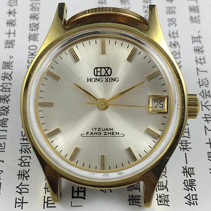32mm China Made Manual Mechanical Watch 17 Jews Single Calendar Round Case