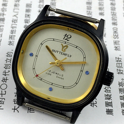 33mm Chinese Xian Manual Mechanical Watch 17 Jews Blue Imitation Diamond