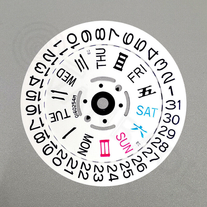 Chinese/English Font White Date Disk Wheel Week Wheel for Movement NH36 3/3.8