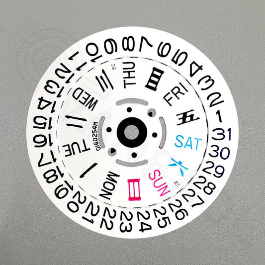 Chinese/English Font White Date Disk Wheel Week Wheel for Movement NH36 3/3.8