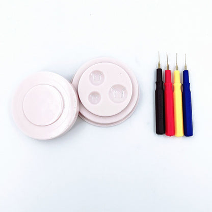 Oil cups plastic stand with 3 containers and oiler pen set for precise watch repair.