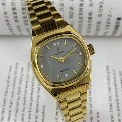 26mm China Made Lady Manual Mechanical Watch 19 Jews Grey Dial Golden Nail